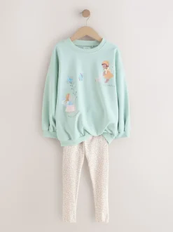 Bleu clair motif fée - Ensemble Sweatshirt et Leggings (3mths-7yrs)