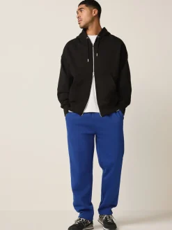 Bleu cobalt - Ajustement droit - Pantalon de jogging épais décontracté à dos brossé