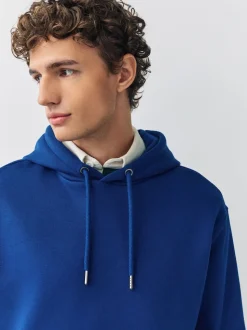 Bleu cobalt - Ajustement régulier - Sweat-shirt à capuche en jersey riche en coton épais