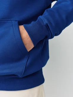 Bleu cobalt - Ajustement régulier - Sweat-shirt à capuche en jersey riche en coton épais