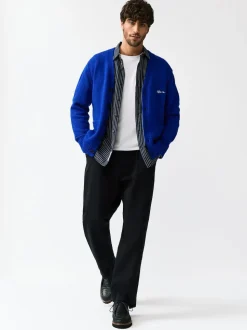 Bleu cobalt - Cardigan Coupe classique à motif Poitrine Brodé