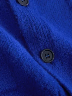 Bleu cobalt - Cardigan Coupe classique à motif Poitrine Brodé