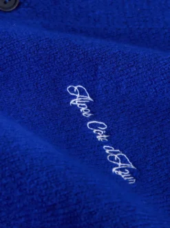 Bleu cobalt - Cardigan Coupe classique à motif Poitrine Brodé