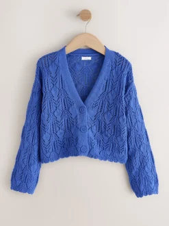 Bleu cobalt - Cardigan en maille (3-16ans)