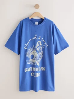 Bleu cobalt - Chemise de nuit graphique