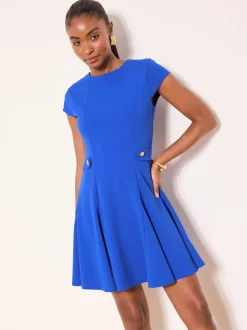 Bleu cobalt - Lipsy Mini robe patineuse à boutons sur le côté