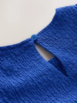 Bleu cobalt - Robe Effet froissé à manches d’ange (3-16ans)