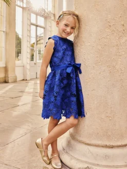 Bleu cobalt - Robe occasion en dentelle (3-16ans)