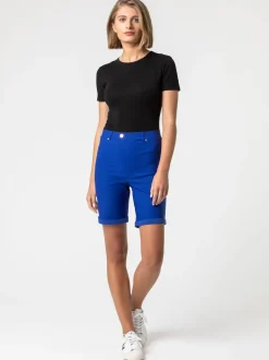 Bleu cobalt - Short Roman extensible à revers