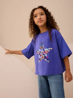 Bleu cobalt - T-shirt avec étoile à sequins (3-16ans)