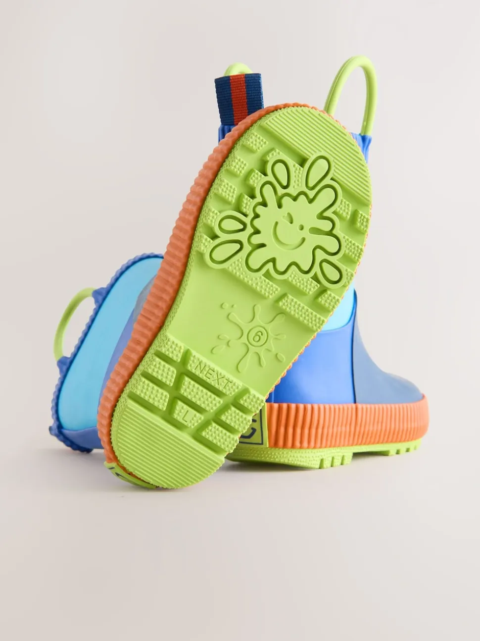 Bleu color block - Bottes de pluie à poignée