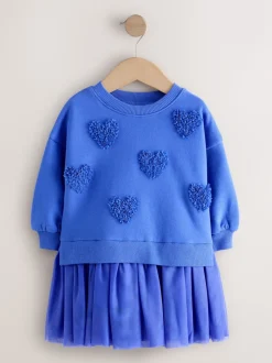 Bleu Cœur - Robe de soirée en sweat (3 mois-7 ans)