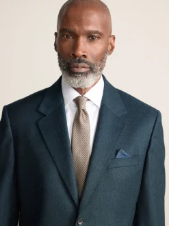 Bleu de sarcelle - Ajustement régulier - Veste de costume en flanelle de laine et cachemire mélangées Signature Zignone