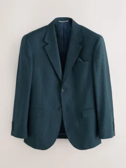 Bleu de sarcelle - Ajustement régulier - Veste de costume en flanelle de laine et cachemire mélangées Signature Zignone