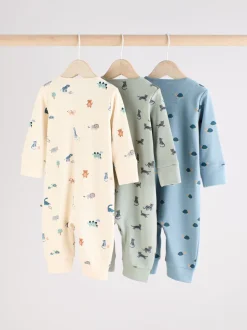 Bleu de sarcelle - Lot de 3 dors-bien zippés imprimés bébé (0mois-3ans)