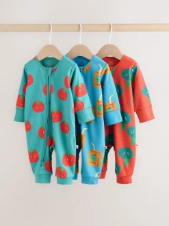 Bleu de sarcelle - Lot de 3 dors-bien bébé à fermeture éclair bidirectionnelle (0mois -3ans)