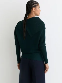 Bleu de sarcelle - Pull châle Reiss Lexi en maille côtelée à boutons