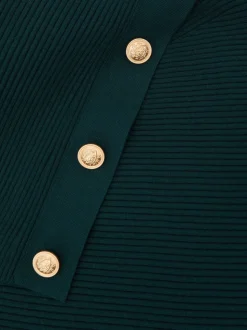 Bleu de sarcelle - Pull châle Reiss Lexi en maille côtelée à boutons