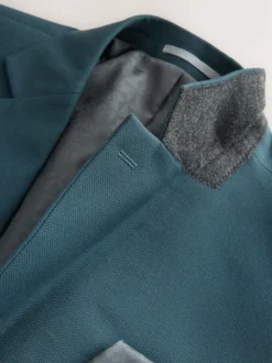 Bleu de sarcelle - Slim Fit (Slim Fit) - Veste de costume texturée