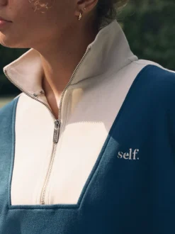 Bleu de sarcelle - Sweat à col zippé