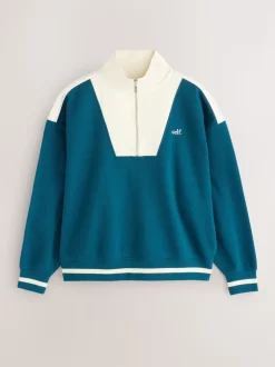 Bleu de sarcelle - Sweat à col zippé