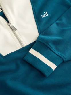 Bleu de sarcelle - Sweat à col zippé