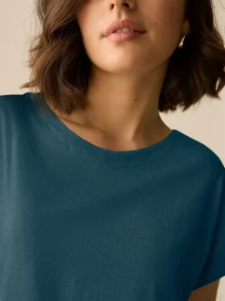 Bleu de sarcelle - T-shirt à manches cap