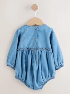 Bleu Denim - Ensemble de barboteuses Bébé Bloomer 2 pièces avec collants (0mois-3ans)