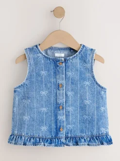 Bleu Denim - Gilet sans manches en Denim avec nœud (3-16ans)