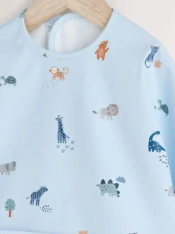 Bleu dinosaure motif jungle - Bavoir à manches de sevrage et d’alimentation