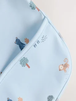 Bleu dinosaure motif jungle - Bavoir à manches de sevrage et d’alimentation