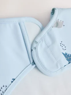 Bleu dinosaure motif jungle - Bavoir à manches de sevrage et d’alimentation