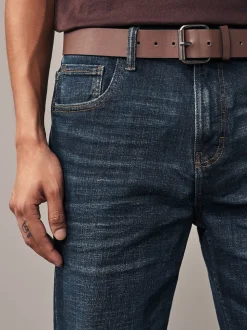 Bleu délavé - Ajustement droit - Jean authentique ceinturé