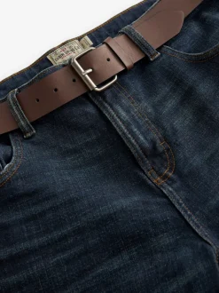 Bleu délavé - Ajustement droit - Jean authentique ceinturé