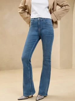 Bleu délavage moyen - Jean évasé taille moyenne