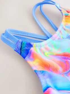 Bleu effet tourbillon - Maillot de bain à double bretelle (3-16yrs)