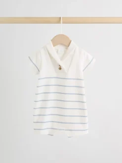 Bleu et Blanc rayées - Barboteuse en jersey pour bébé 2 Pack