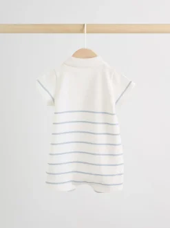 Bleu et Blanc rayées - Barboteuse en jersey pour bébé 2 Pack
