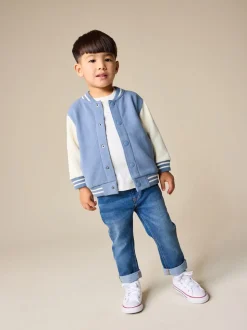 Bleu et écru - Blouson bomber en jersey (3mois-7ans)