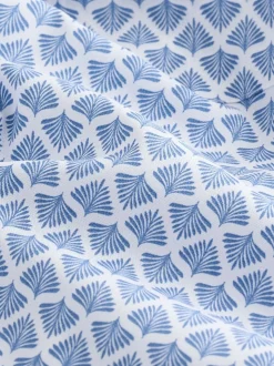 Bleu Fan Imprimé - Chemise Oxford Easy Iron avec manches courtes