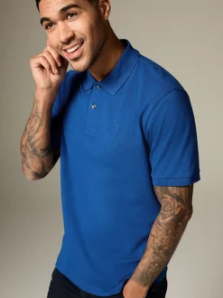 bleu foncé - Ajustement régulier - Polo Manches courtes Pique