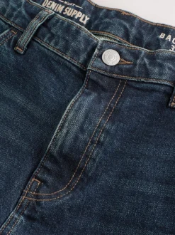 Bleu foncé - Coupe ample - délavé vintage Denim Jeans