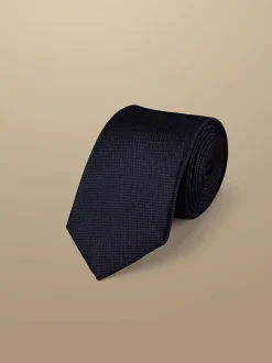 bleu foncé - Cravate Charles Tyrwhitt fine résistante aux taches de soie