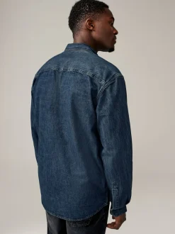 bleu foncé - Denim Western 100% Cotton Manches longues Chemises