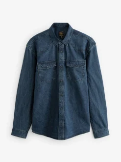 bleu foncé - Denim Western 100% Cotton Manches longues Chemises