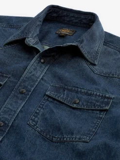 bleu foncé - Denim Western 100% Cotton Manches longues Chemises
