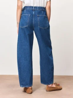 bleu foncé - Jean barrel ceinturé