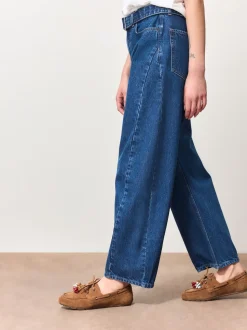 bleu foncé - Jean barrel ceinturé