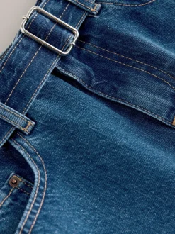 bleu foncé - Jean barrel ceinturé