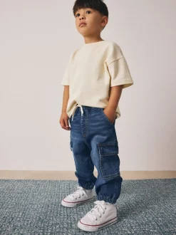 bleu foncé - Jean cargo large extensible confortable (3mois -7ans)